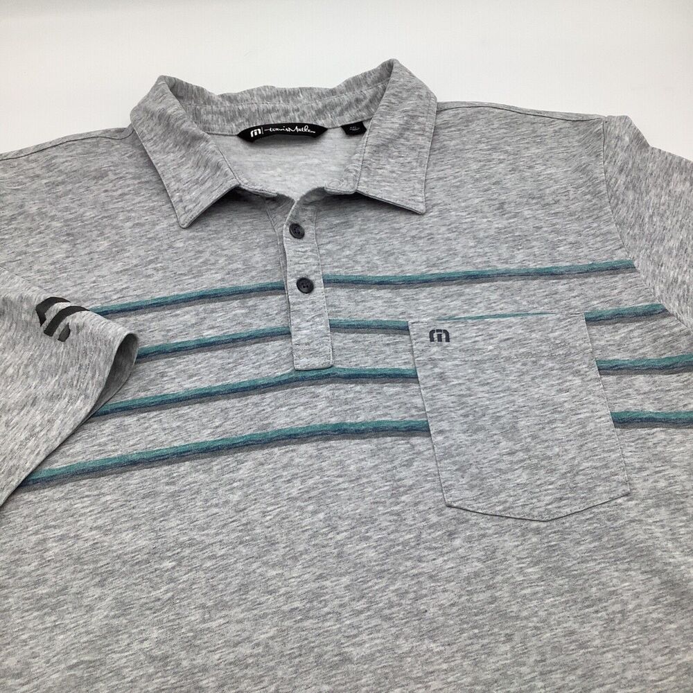 Travis Mathew Mens Short Sleeve Golf Polo Grey Size XXL